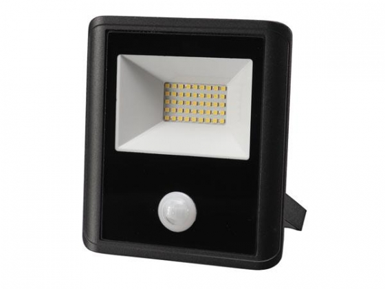 LED-SCHIJNWERPER VOOR BUITENSHUIS - 30 W, NEUTRAALWIT - ZWART - PIR-SENSOR