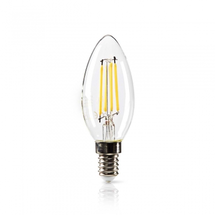 LED-Filamentlamp E14 | Kaars | 4.8 W | 470 lm | 2700 K | Dimbaar | Warm Wit | Retrostijl | 1 Stuks | Doorzichtig