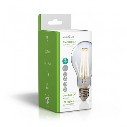 LED-Filamentlamp E27 | A70 | 12 W | 1521 lm | 2700 K | Dimbaar | Warm Wit | Retrostijl | 1 Stuks