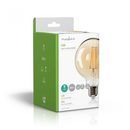 LED-Filamentlamp E27 | G95 | 1.9 W | 200 lm | 2000 K | Warm Wit | Retrostijl | Aantal lampen in verpakking: 1 Stuks