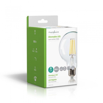 LED-Filamentlamp E27 | G95 | 8.3 W | 806 lm | 2700 K | Warm Wit | Retrostijl | Aantal lampen in verpakking: 1