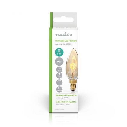 LED-Filamentlamp E14 | Kaars | 3 W | 100 lm | 2000 K | Warm Wit | Retrostijl | Aantal lampen in verpakking: 1 Stuks | Goud