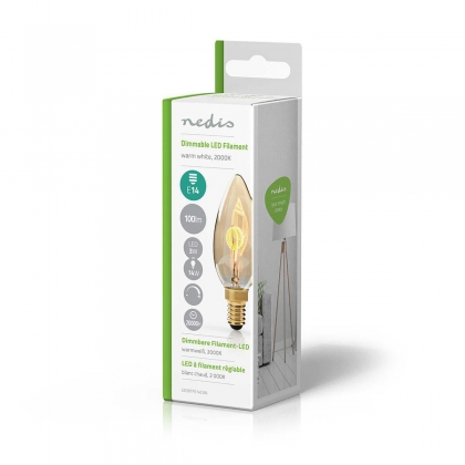 LED-Filamentlamp E14 | Kaars | 3 W | 100 lm | 2000 K | Warm Wit | Retrostijl | Aantal lampen in verpakking: 1 Stuks | Goud