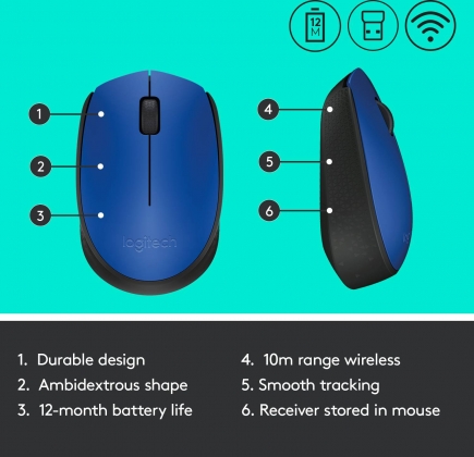 LOGITECH M171 DRAADLOZE MUIS BLAUW