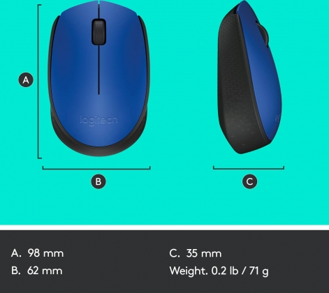 LOGITECH M171 DRAADLOZE MUIS BLAUW