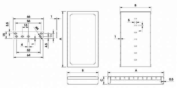 RFI LOW MODULAR BEHUIZING - 82.5 x 68 x 17mm