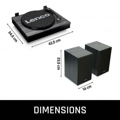 Platenspeler met Bluetooth® en twee externe luidsprekers Zwart