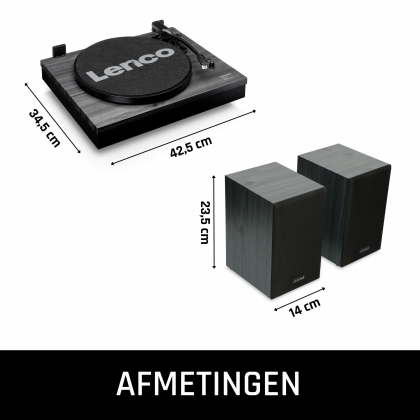 Platenspeler met Bluetooth® en twee externe luidsprekers Zwart