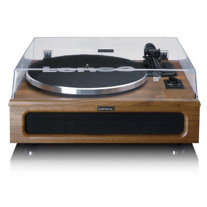 Platenspeler met 4 ingebouwde luidsprekers en bluetooth-ontvangst Wood