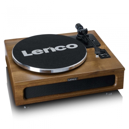 Platenspeler met 4 ingebouwde luidsprekers en bluetooth-ontvangst Wood
