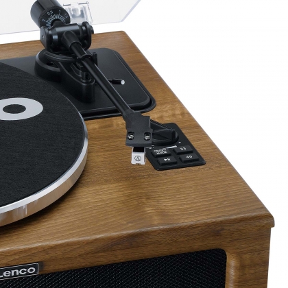 Platenspeler met 4 ingebouwde luidsprekers en bluetooth-ontvangst Wood