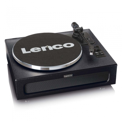 Platenspeler met 4 ingebouwde luidsprekers en bluetooth-ontvangst Zwart