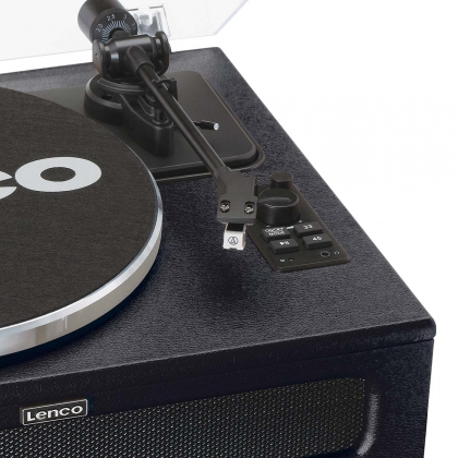 Platenspeler met 4 ingebouwde luidsprekers en bluetooth-ontvangst Zwart