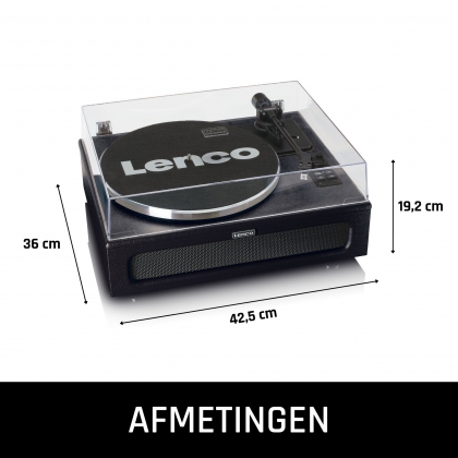 Platenspeler met 4 ingebouwde luidsprekers en bluetooth-ontvangst Zwart