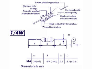 METALFILM WEERSTAND. 1/4W 100K