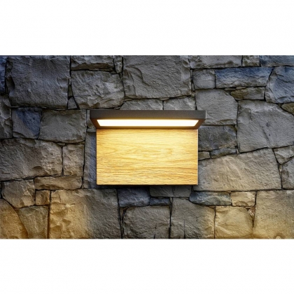 MANAO DECORATIEF LED-WANDARMATUUR 13W ANTRACIET/HOUT (IP65)