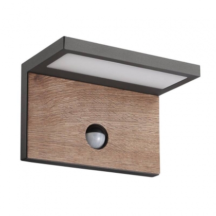 MANAO DECORATIEF PIR LED-WANDARMATUUR 13W ANTRACIET/HOUT (IP65)