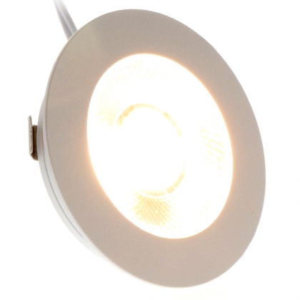 Meubelinbouwspot 12Vac wit metaal met vaste dimbare 3W LED-lamp