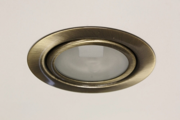 Meubelinbouwspot geborsteld brons, 12V 10W halogeenlamp G4-fitting