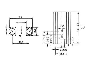 KOELELEMENT TO220 6°C/W WITH PINS