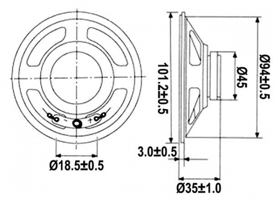 MINI LUIDSPREKER - 2W / 8 ohm - Ø 101mm