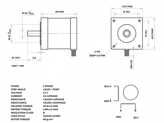 STAPPENMOTOR 2.5 A - 1.8°