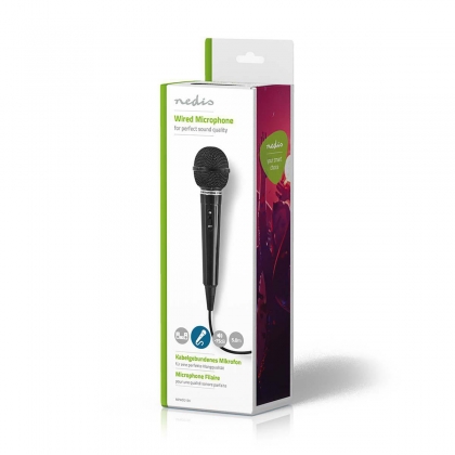 Bedrade Microfoon | Cardioïde | Vaste Kabel | 5.00 m | 80 Hz - 12 kHz | 600 Ohm | -75 dB | Aan/uit knop | ABS | Zwart