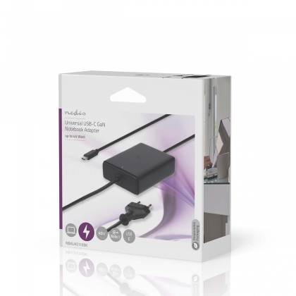 Notebook-Adapter | GaN | 45 W | 5 / 9 / 12 / 15 / 20 V DC | 2.25 / 2.33 / 2.92 / 3.0 A | Gebruikt voor: Notebook / Smartphone / Tablet | Euro / Type-C (CEE 7/16)