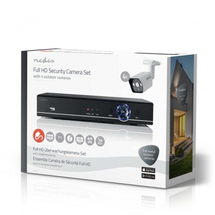 Nedis CCTV-beveiligingsrecorder, Set 4x Camera's Inbegrepen Full HD Inclusief 1 Tb HDD