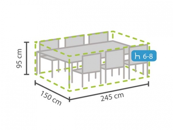 Buitenhoes voor rechthoekige tuinset - 245x150x95cm