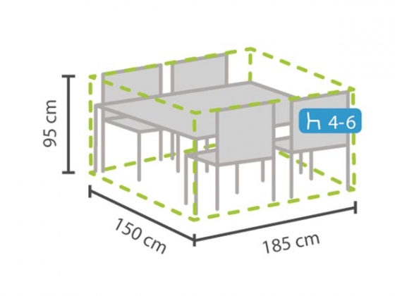 Buitenhoes voor rechthoekige tuinset - 185x150x95cm