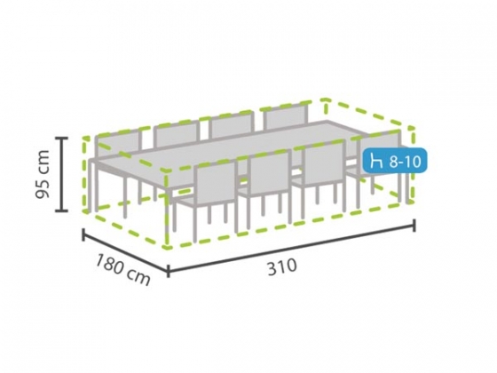 Buitenhoes voor rechthoekige tuinset - 310x180x95cm