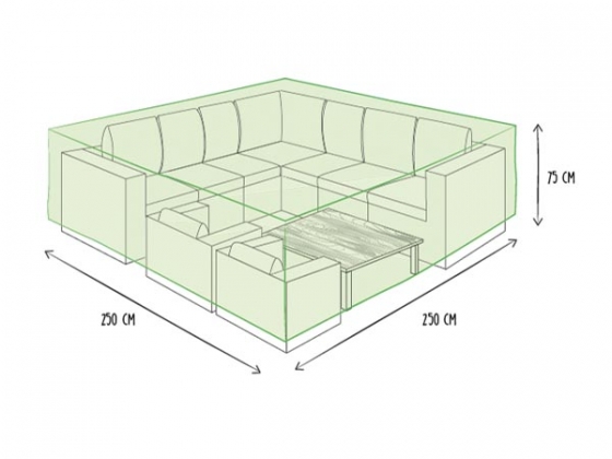 Buitenhoes voor loungeset - 250x250x75cm