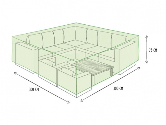 Buitenhoes voor loungeset - 300x300x75cm