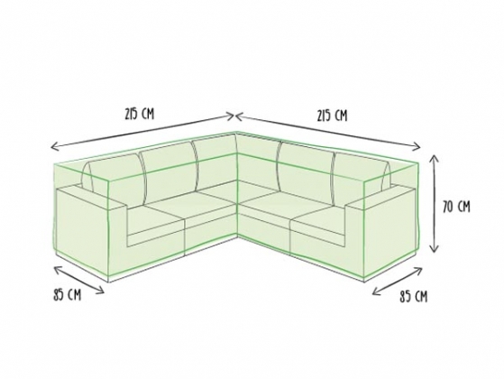 Buitenhoes voor L-vormige loungeset - 215x215x70cm