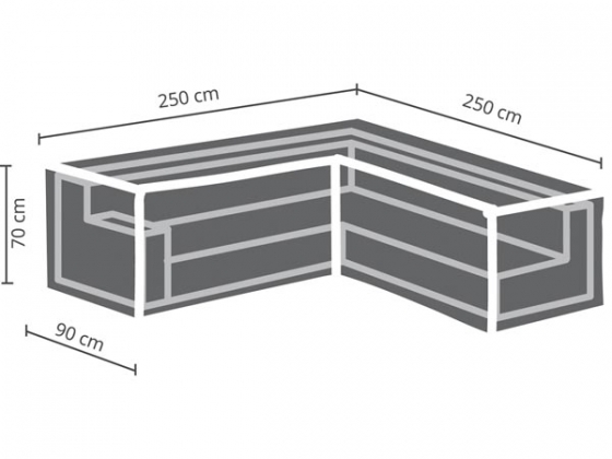 Buitenhoes voor L-vormige loungeset - 250x250x70cm