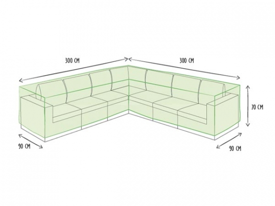 Buitenhoes voor L-vormige loungeset - 300x300x70cm