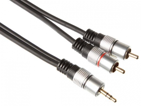 STEREOPLUG 3.5MM NAAR 2 x RCA AUDIOPLUG / PROFESSIONEEL / 1.50m