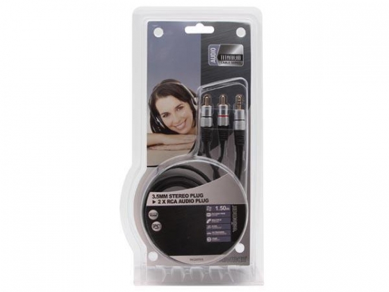 STEREOPLUG 3.5MM NAAR 2 x RCA AUDIOPLUG / PROFESSIONEEL / 1.50m