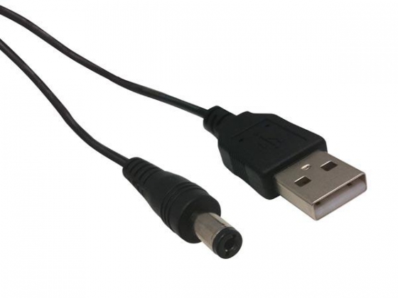 USB 2.0-KABEL A-PLUG MANNELIJK NAAR DC-PLUG MANNELIJK - 2.1 x 5.5 mm - ZWART - 1 m