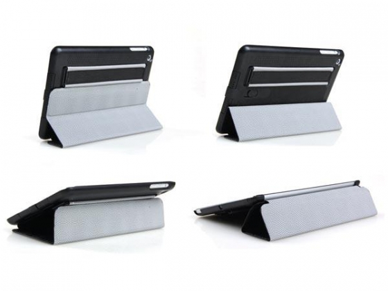 BESCHERMHOES MET INTELLIGENTE COVER EN ELASTISCHE BAND VOOR APPLE iPAD MINI - ZWART KUNSTLEER