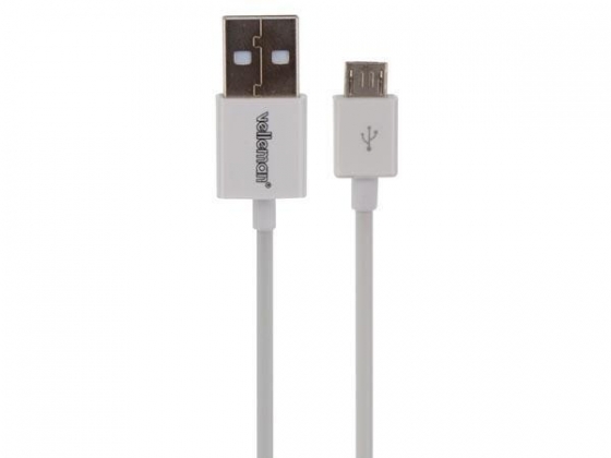 KABEL USB 2.0 A MANNELIJK naar MICRO-USB 5P MANNELIJK - WIT - 1 m