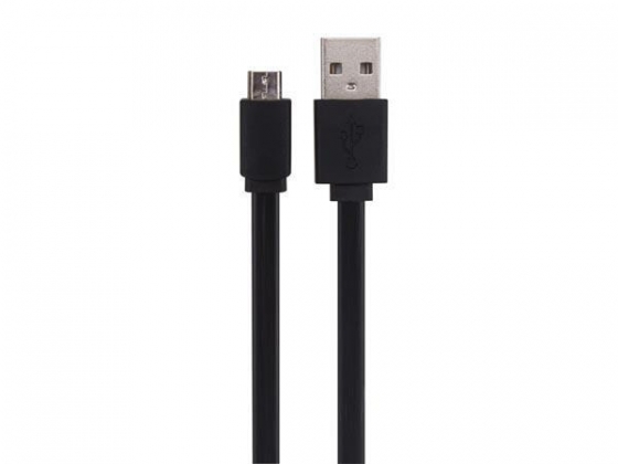 KABEL USB A MANNELIJK NAAR MICRO MANNELIJK MET FLEXIBELE & PLATTE MANTEL - ZWART - 1 M
