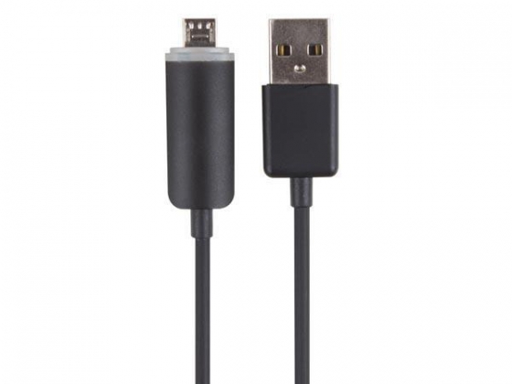 KABEL USB 2.0 A MANNELIJK NAAR MICRO-USB 5P MANNELIJK MET LED OPLAAD INICATIE  - ZWART - 1 m