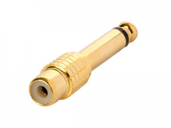 RCA-JACK CONNECTOR - RCA VROUWELIJK naar JACK 6.35 mm MANNELIJK - MONO - VERGULD