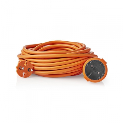 Verlengkabel Male - Female | CEE 7/17 | CEE 7/4 | 15.0 m | 3680 W | 250 V - 50/60 Hz | Soort aarding: Geen Aardecontacten | Hoek van stopcontact: 90 ° | H05VV-F 2X 1.5 mm² | Apparaat stroomoutput: 1 | Oranje