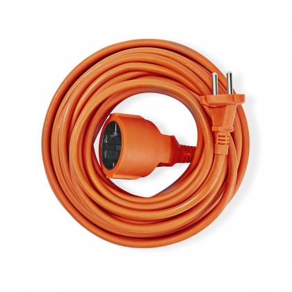 Verlengkabel Male - Female | CEE 7/17 | CEE 7/4 | 15.0 m | 3680 W | 250 V - 50/60 Hz | Soort aarding: Geen Aardecontacten | Hoek van stopcontact: 90 ° | H05VV-F 2X 1.5 mm² | Apparaat stroomoutput: 1 | Oranje