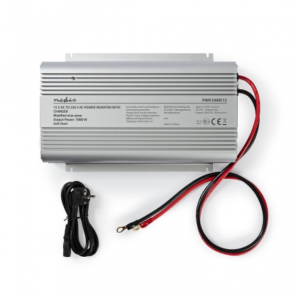 Spanningsomvormer Gemodificeerde Sinusgolf | 12 V DC - 230 V AC | 1000 W | 2x Schuko-Uitgang | Oplaadfunctie