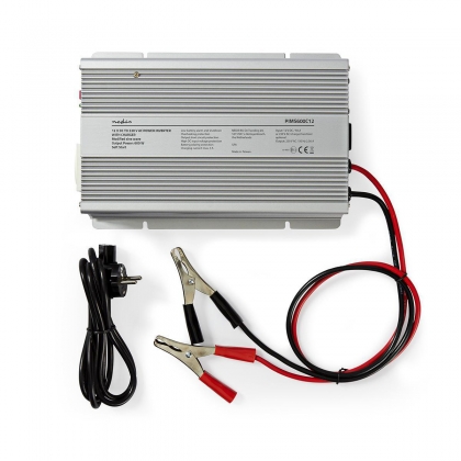 Spanningsomvormer Gemodificeerde Sinusgolf | 12 V DC - 230 V AC | 600 W | 1x Schuko-Uitgang | Oplaadfunctie