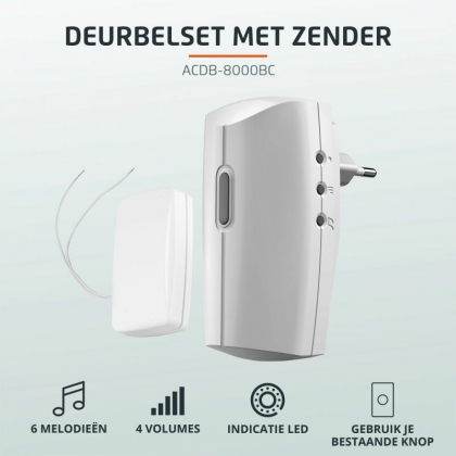 Plug-in draadloze deurbelset met zender